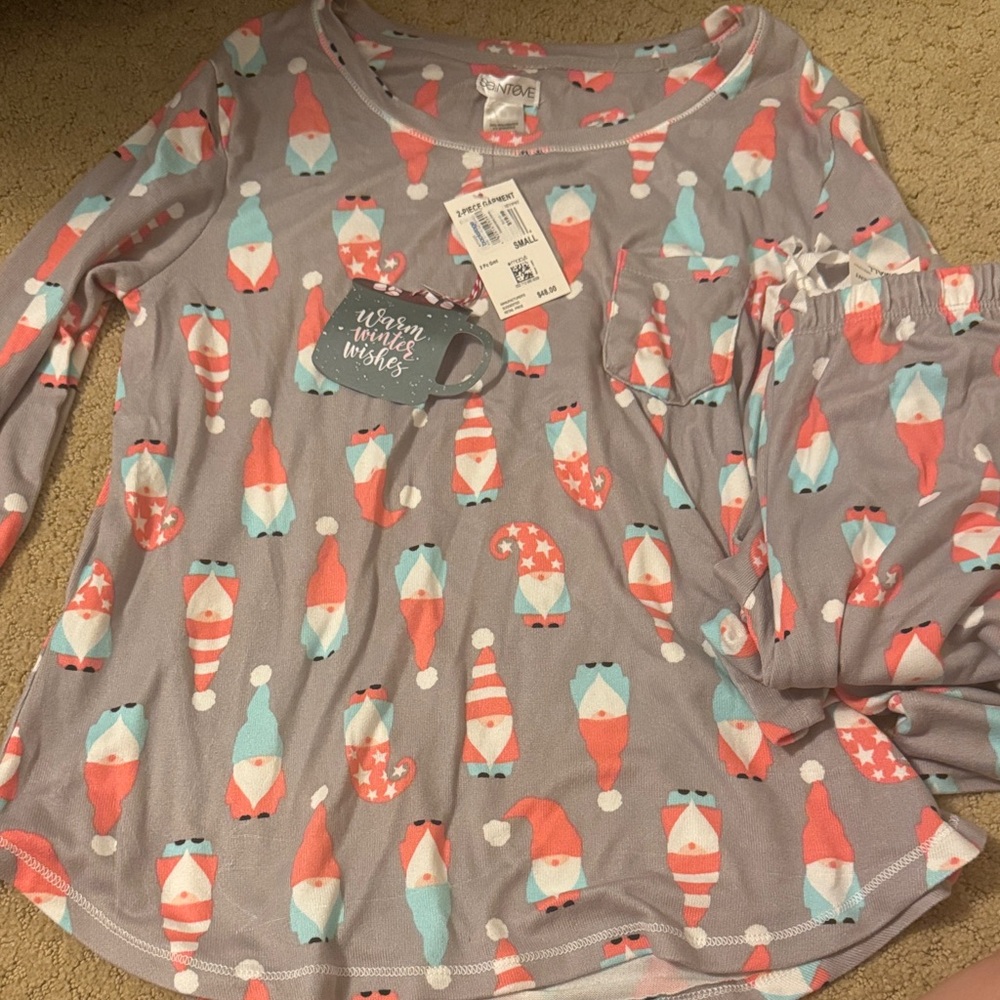 Gray and Red Santa Pajama Set